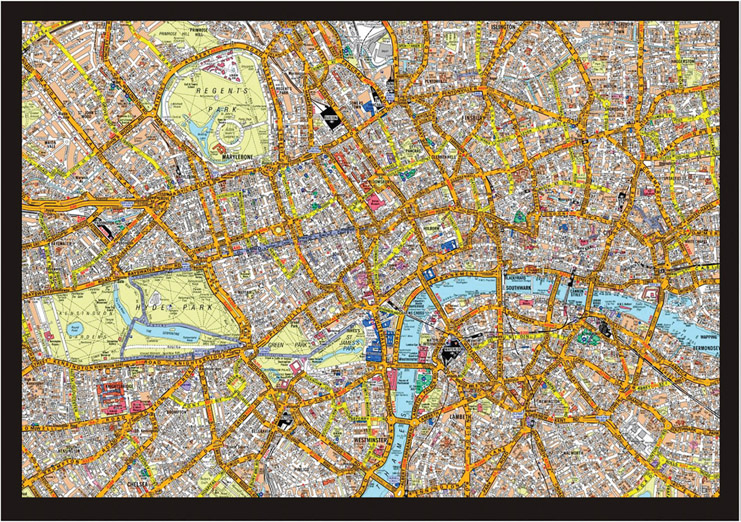 Figure 3-13 Map of London showing the approximately 25,000 irregular streets. How long do you think it would take you to learn these streets?